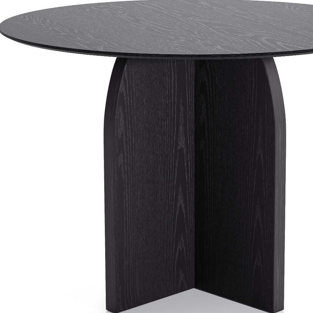42" Black Solid Wood Pedestal Base Round Top Dining Table - HomeRoots - Flyclothing LLC