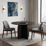 42" Black Solid Wood Pedestal Base Round Top Dining Table - HomeRoots - Flyclothing LLC