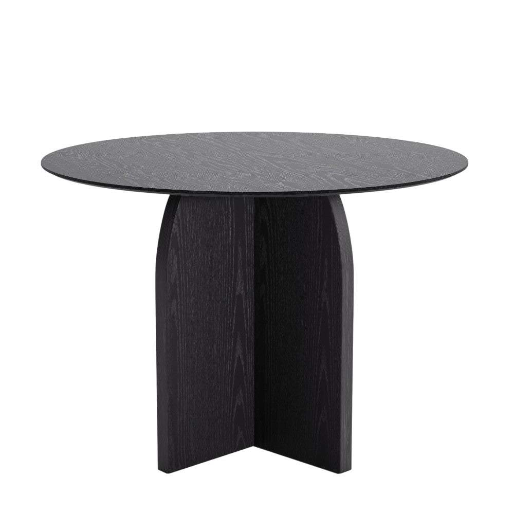 42" Black Solid Wood Pedestal Base Round Top Dining Table - HomeRoots - Flyclothing LLC
