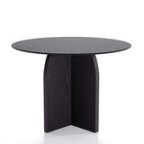 42" Black Solid Wood Pedestal Base Round Top Dining Table - HomeRoots - Flyclothing LLC