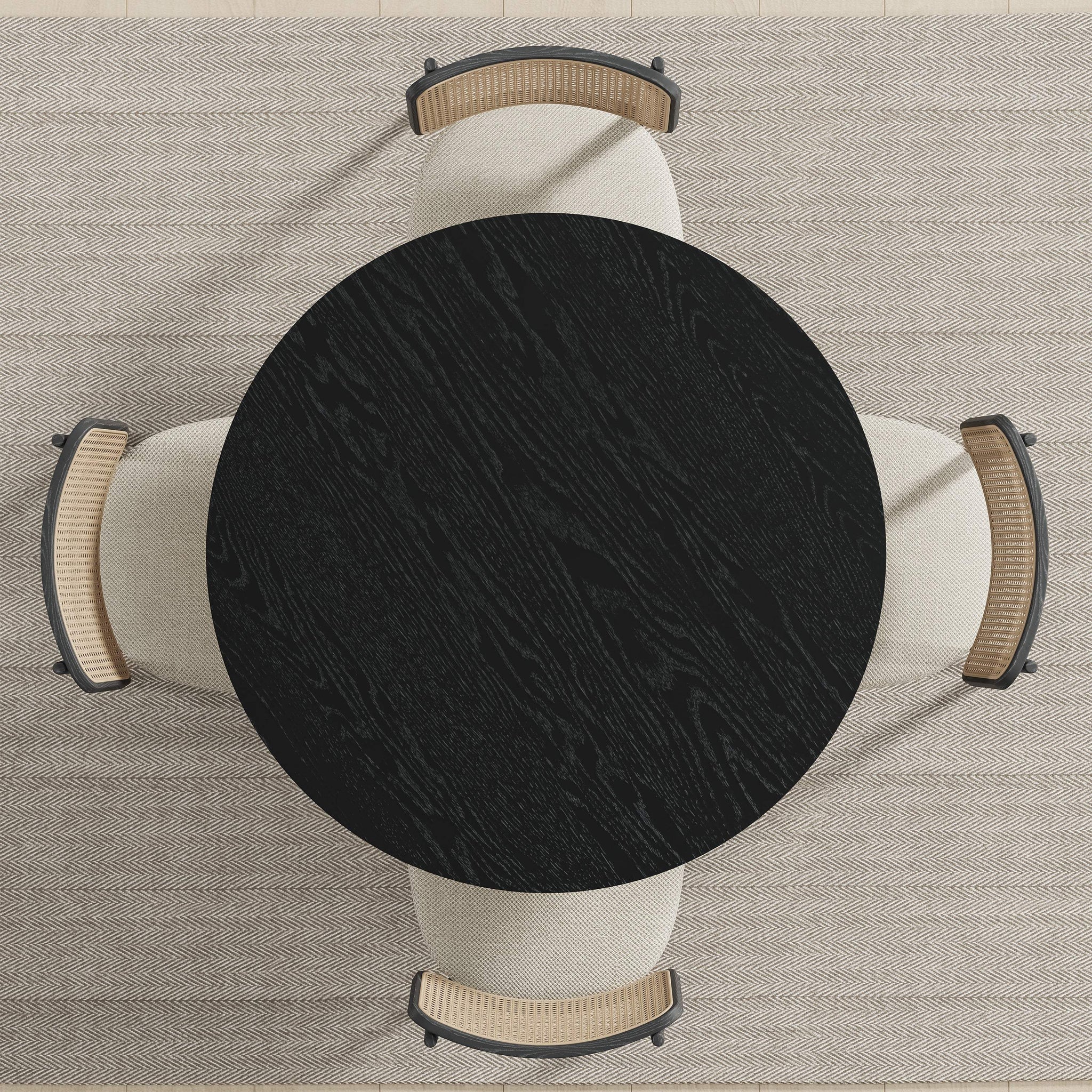 42" Black Solid Wood Pedestal Base Round Top Dining Table - HomeRoots - Flyclothing LLC
