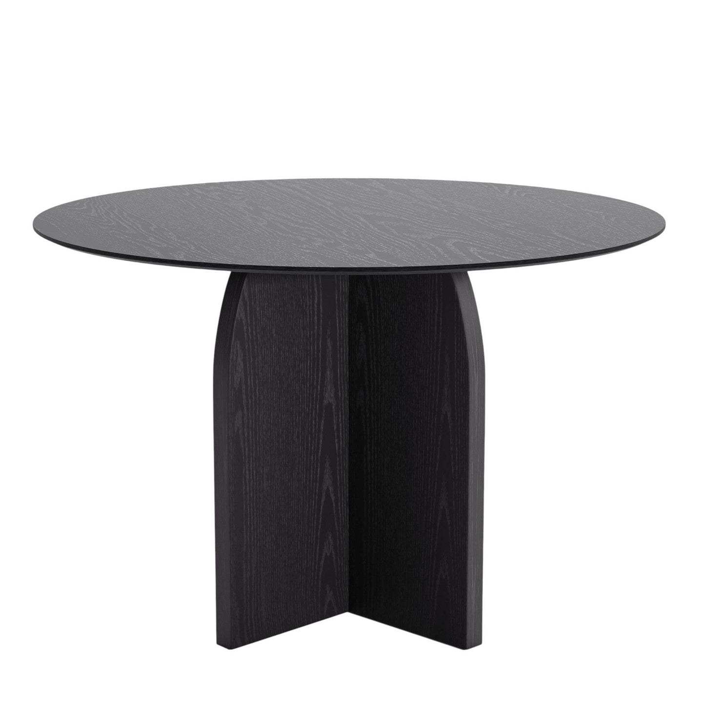 45" Black Solid Wood Pedestal Base Round Top Dining Table - HomeRoots - Flyclothing LLC