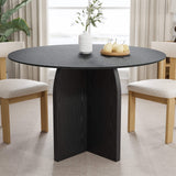 45" Black Solid Wood Pedestal Base Round Top Dining Table - HomeRoots - Flyclothing LLC