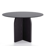 45" Black Solid Wood Pedestal Base Round Top Dining Table - HomeRoots - Flyclothing LLC