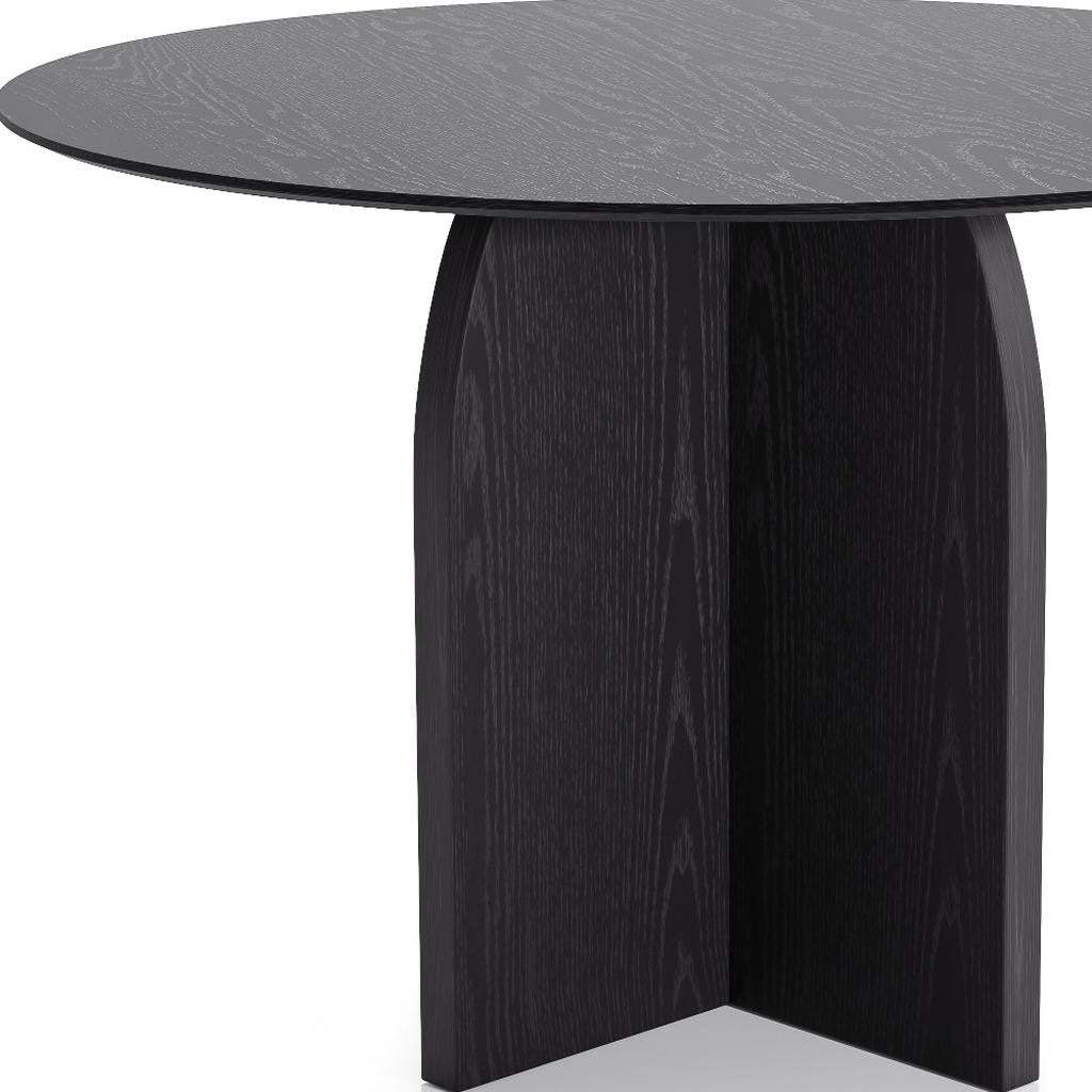 45" Black Solid Wood Pedestal Base Round Top Dining Table - HomeRoots - Flyclothing LLC