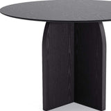 45" Black Solid Wood Pedestal Base Round Top Dining Table - HomeRoots - Flyclothing LLC