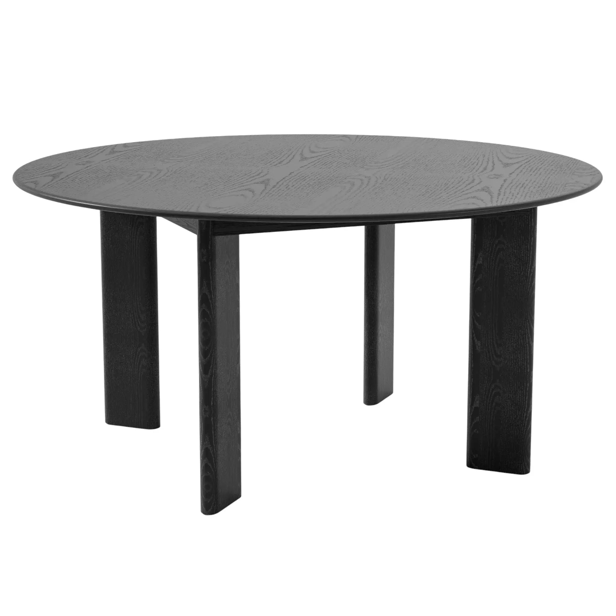 58" Black Solid Wood Round Top Dining Table - Homeroots - Flyclothing LLC