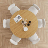52" Natural Solid Wood and Rattan Cross Leg Base Round Top Dining Table - HomeRoots - Flyclothing LLC