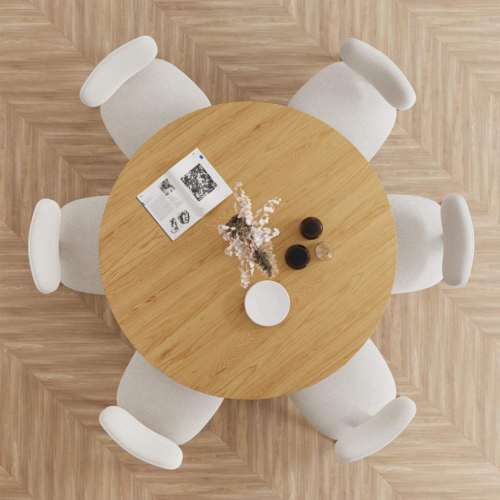 52" Natural Solid Wood and Rattan Cross Leg Base Round Top Dining Table - HomeRoots - Flyclothing LLC
