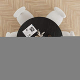 52" Black Solid Wood and Rattan Cross Leg Base Round Top Dining Table - HomeRoots - Flyclothing LLC