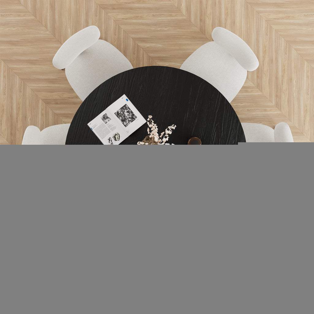 52" Black Solid Wood and Rattan Cross Leg Base Round Top Dining Table - HomeRoots - Flyclothing LLC