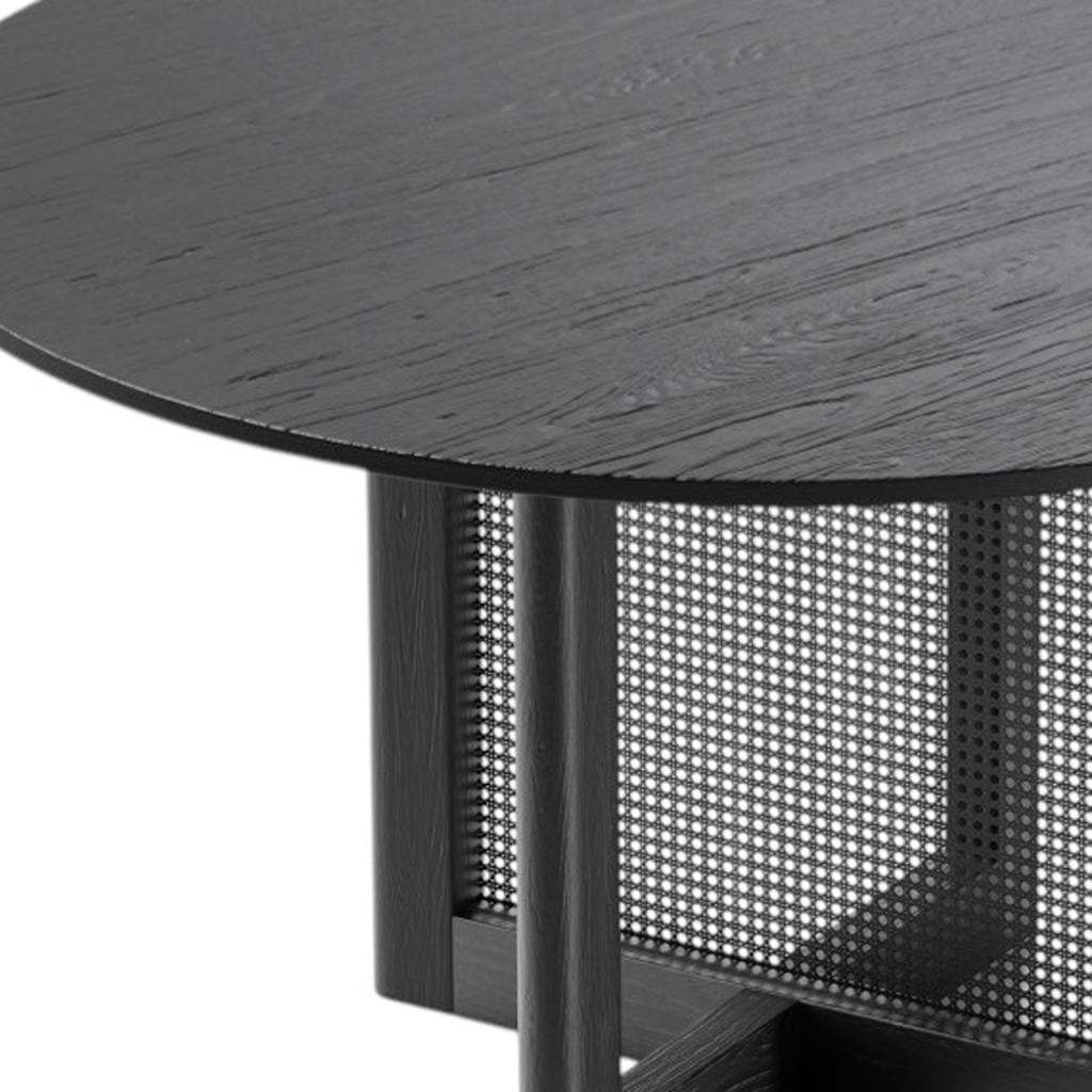 52" Black Solid Wood and Rattan Cross Leg Base Round Top Dining Table - HomeRoots - Flyclothing LLC