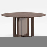 52" Brown Solid Wood and Rattan Cross Leg Base Round Top Dining Table - HomeRoots - Flyclothing LLC