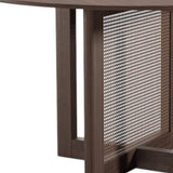 52" Brown Solid Wood and Rattan Cross Leg Base Round Top Dining Table - HomeRoots - Flyclothing LLC