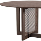 52" Brown Solid Wood and Rattan Cross Leg Base Round Top Dining Table - HomeRoots - Flyclothing LLC