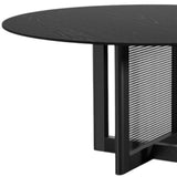 60" Black Solid Wood and Rattan Cross Leg Base Round Top Dining Table - HomeRoots - Flyclothing LLC