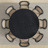 60" Black Solid Wood and Rattan Cross Leg Base Round Top Dining Table - HomeRoots - Flyclothing LLC