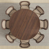 60" Brown Solid Wood and Rattan Cross Leg Base Round Top Dining Table - HomeRoots - Flyclothing LLC