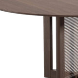 60" Brown Solid Wood and Rattan Cross Leg Base Round Top Dining Table - HomeRoots - Flyclothing LLC