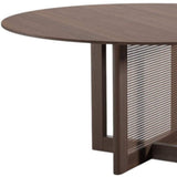60" Brown Solid Wood and Rattan Cross Leg Base Round Top Dining Table - HomeRoots - Flyclothing LLC