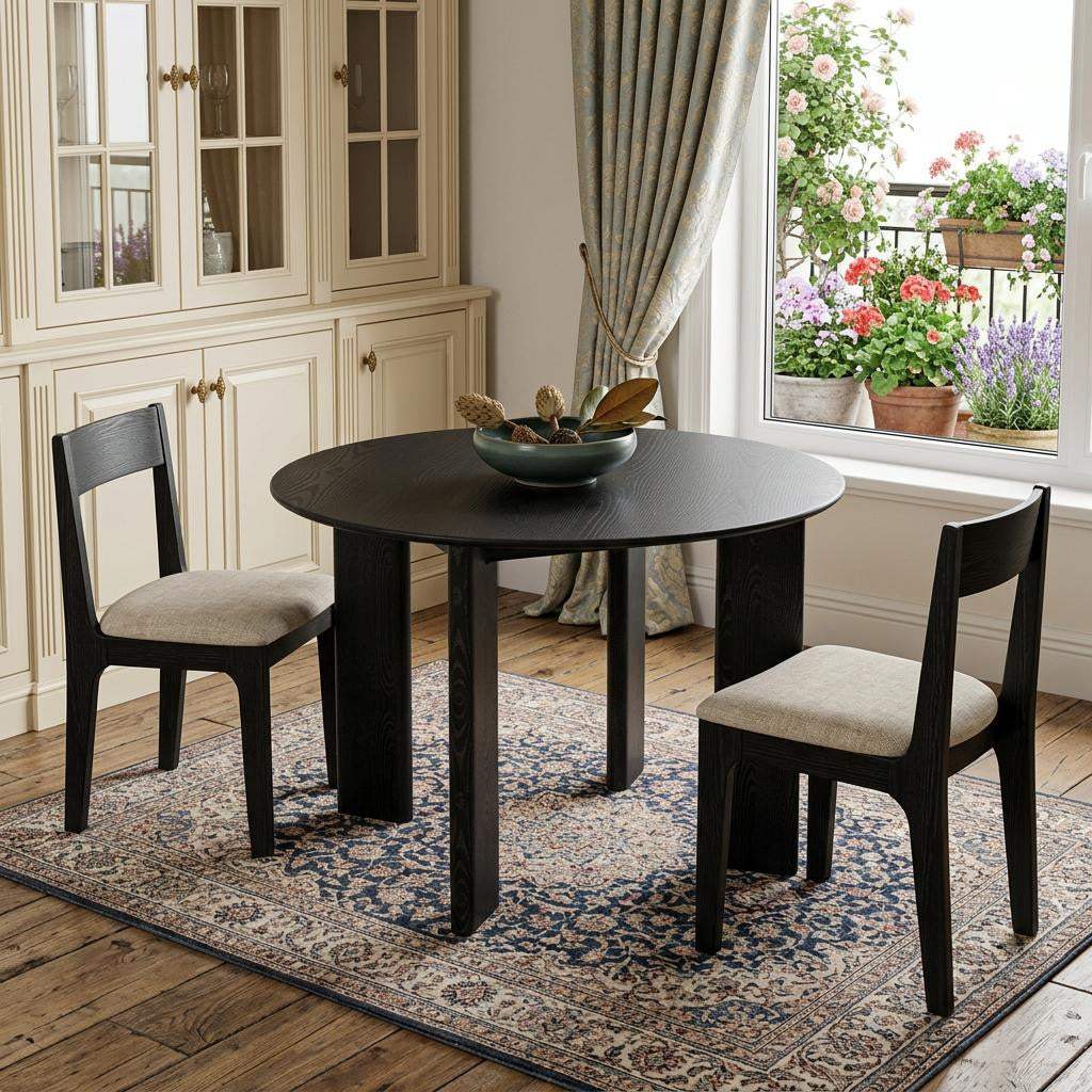 42" Black Solid Wood Round Top Dining Table - HomeRoots - Flyclothing LLC