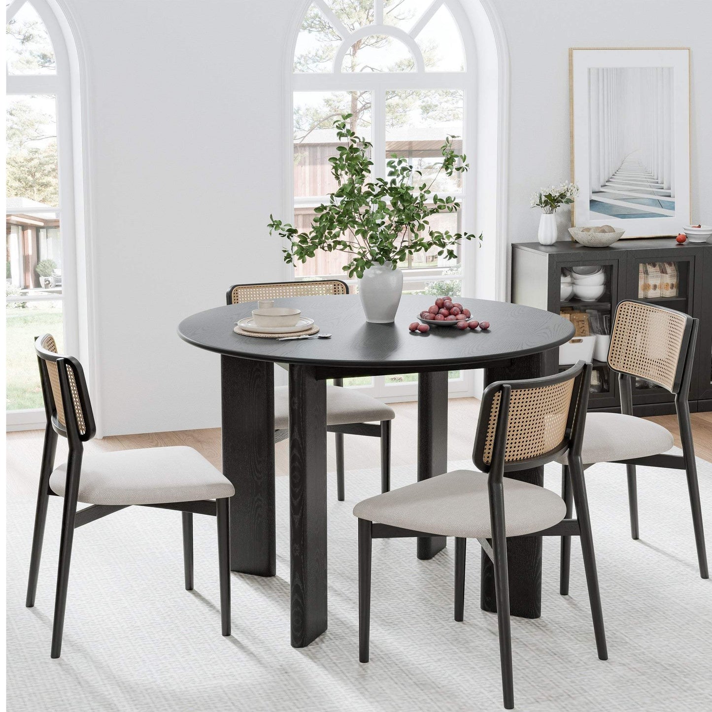 42" Black Solid Wood Round Top Dining Table - HomeRoots - Flyclothing LLC