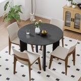 42" Black Solid Wood Round Top Dining Table - HomeRoots - Flyclothing LLC