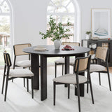 45" Black Solid Wood Round Top Dining Table - HomeRoots - Flyclothing LLC