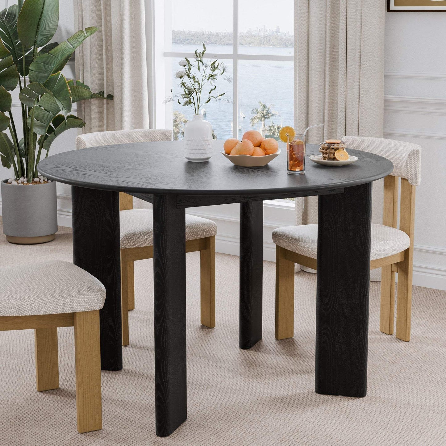 45" Black Solid Wood Round Top Dining Table - HomeRoots - Flyclothing LLC