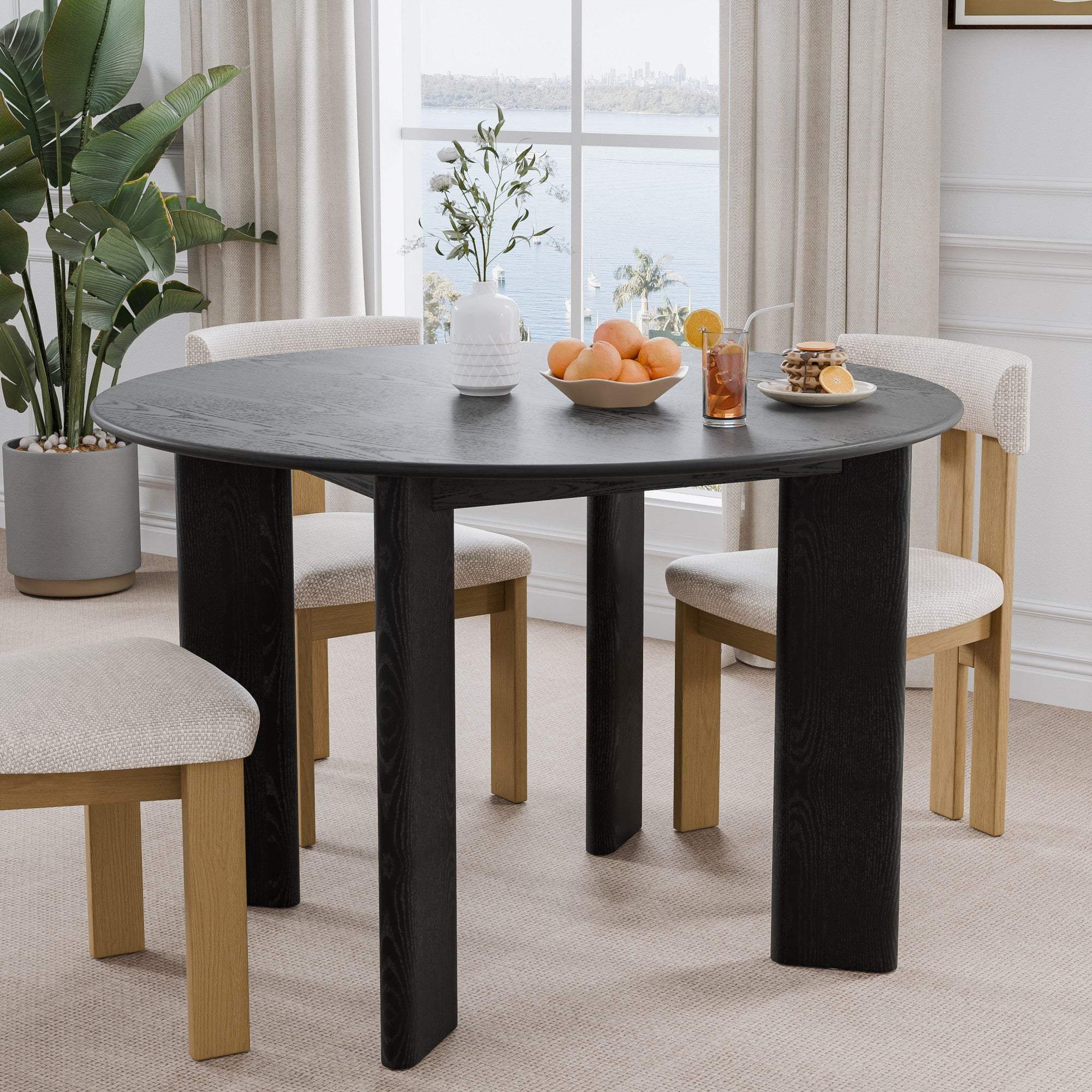 45" Black Solid Wood Round Top Dining Table - HomeRoots - Flyclothing LLC