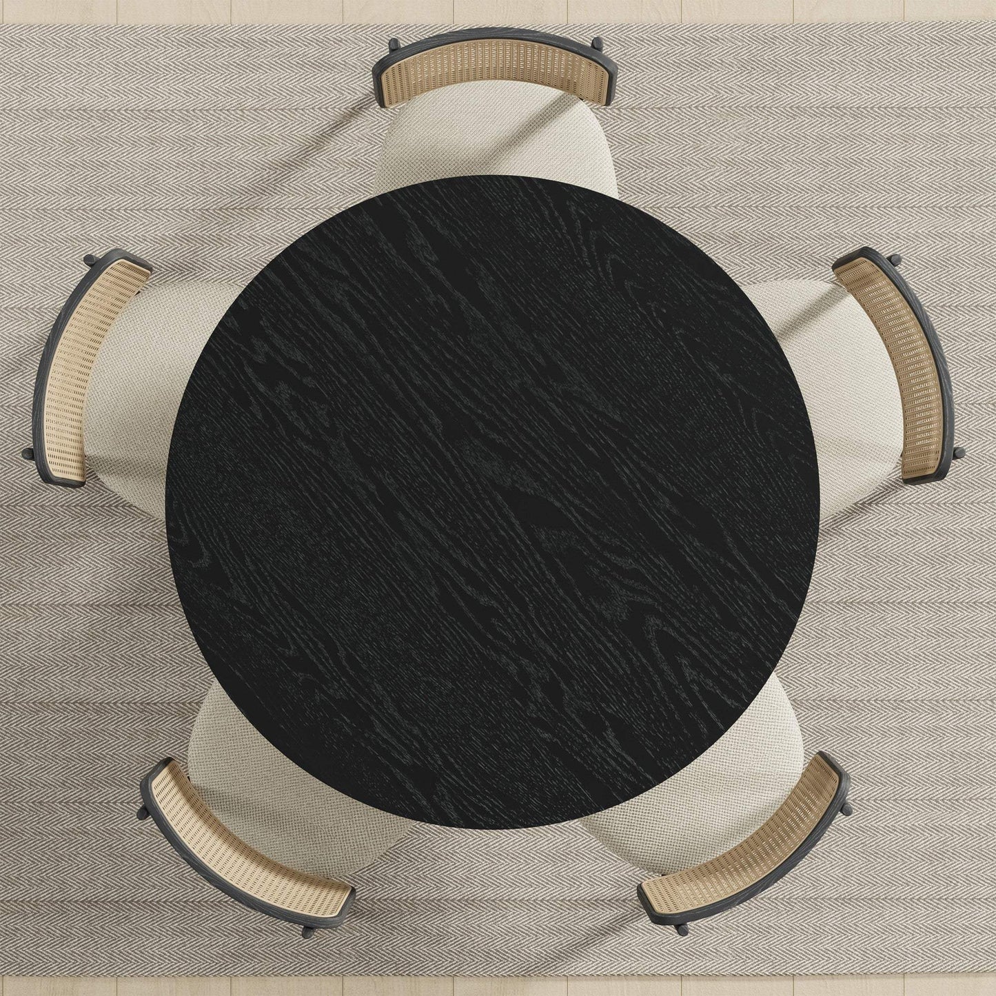 45" Black Solid Wood Round Top Dining Table - HomeRoots - Flyclothing LLC