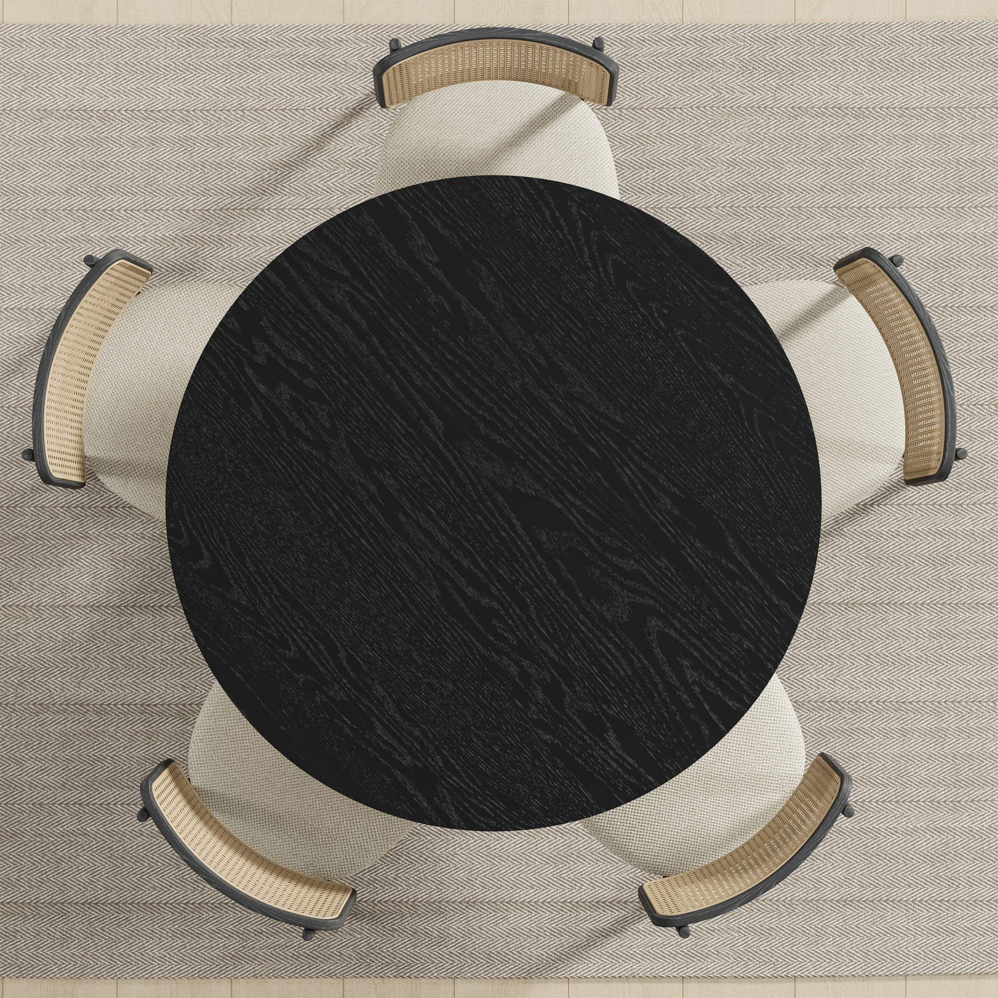 45" Black Solid Wood Round Top Dining Table - HomeRoots - Flyclothing LLC