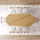 33" Natural Solid Wood and Wood Double Pedestal Base Oval Dining Table - HomeRoots - Flyclothing LLC