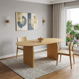 33" Natural Solid Wood and Wood Double Pedestal Base Oval Dining Table - HomeRoots - Flyclothing LLC
