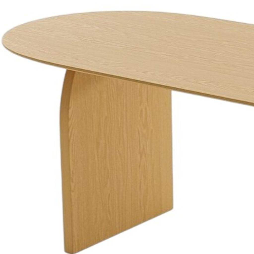 33" Natural Solid Wood and Wood Double Pedestal Base Oval Dining Table - HomeRoots - Flyclothing LLC