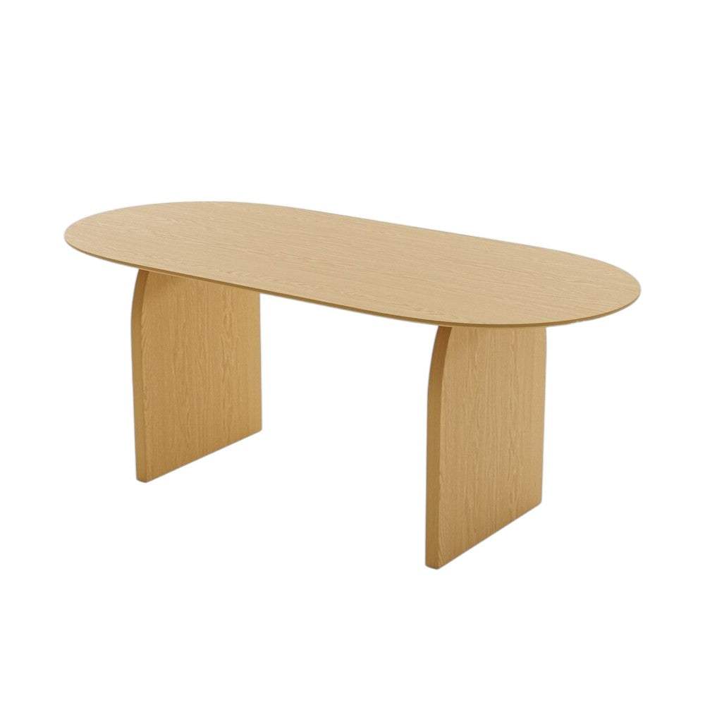 33" Natural Solid Wood and Wood Double Pedestal Base Oval Dining Table - HomeRoots - Flyclothing LLC