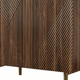 32" Brown Wood Carved Geometric Sideboard With Two Doors - Homeroots - Flyclothing LLC