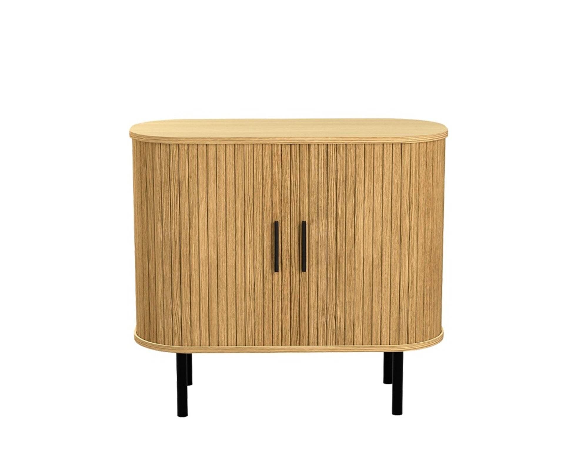 35" Natural Wood Ribbed Texture Sideboard With Two Sliding Doors - HomeRoots - Flyclothing LLC