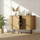 47" Natural Wood Sideboard With Two Sliding Doors - HomeRoots - Flyclothing LLC