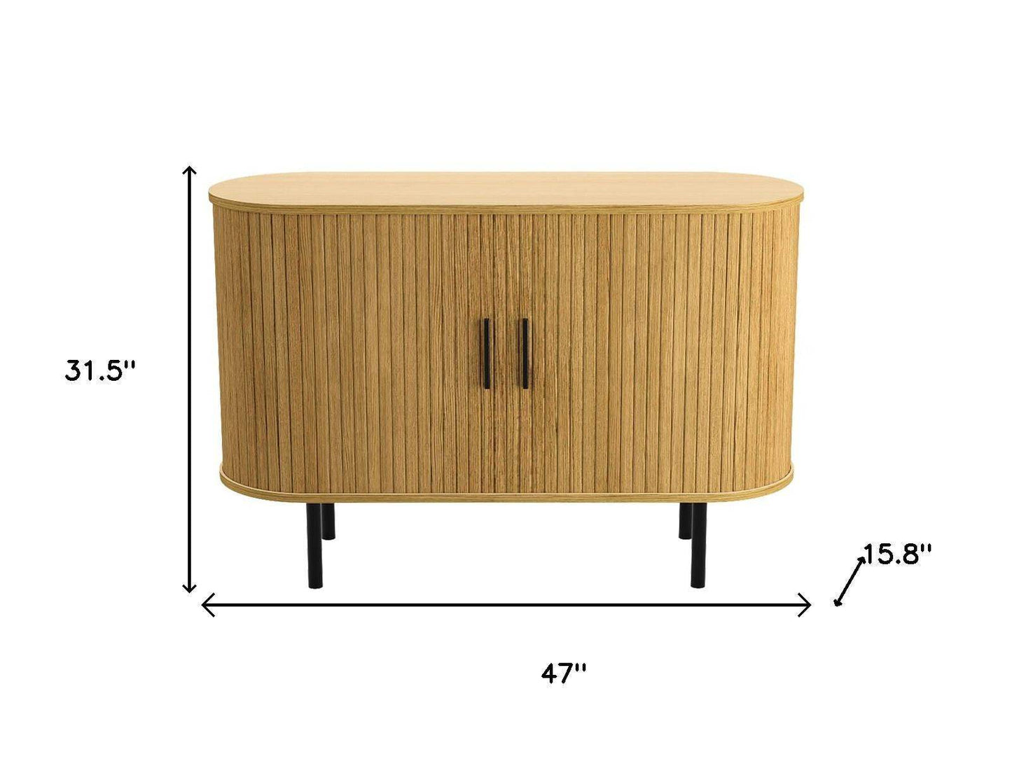 47" Natural Wood Sideboard With Two Sliding Doors - HomeRoots - Flyclothing LLC
