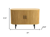 47" Natural Wood Sideboard With Two Sliding Doors - HomeRoots - Flyclothing LLC