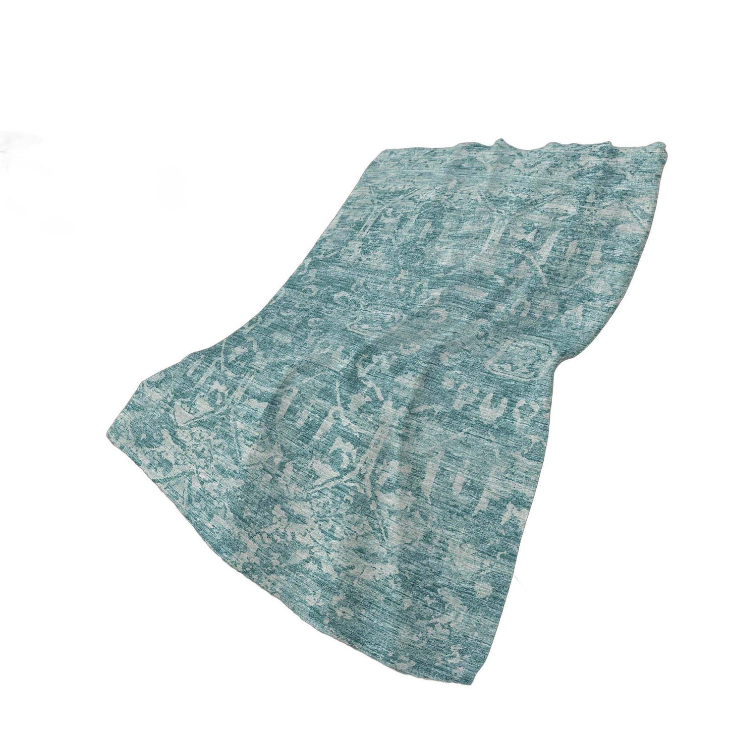 50" X 70" Blue And Ivory Damask Plush Throw Blanket - HomeRoots - Flyclothing LLC