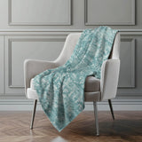 50" X 70" Blue And Ivory Damask Plush Throw Blanket - Homeroots - Flyclothing LLC