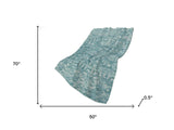 50" X 70" Blue And Ivory Damask Plush Throw Blanket - HomeRoots - Flyclothing LLC