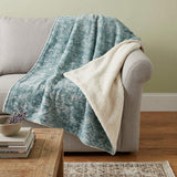 50" X 70" Blue And Ivory Damask Plush Throw Blanket - HomeRoots - Flyclothing LLC