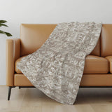 50" X 70" Taupe And Beige Damask Polyester Woven Plush Throw Blanket - HomeRoots - Flyclothing LLC
