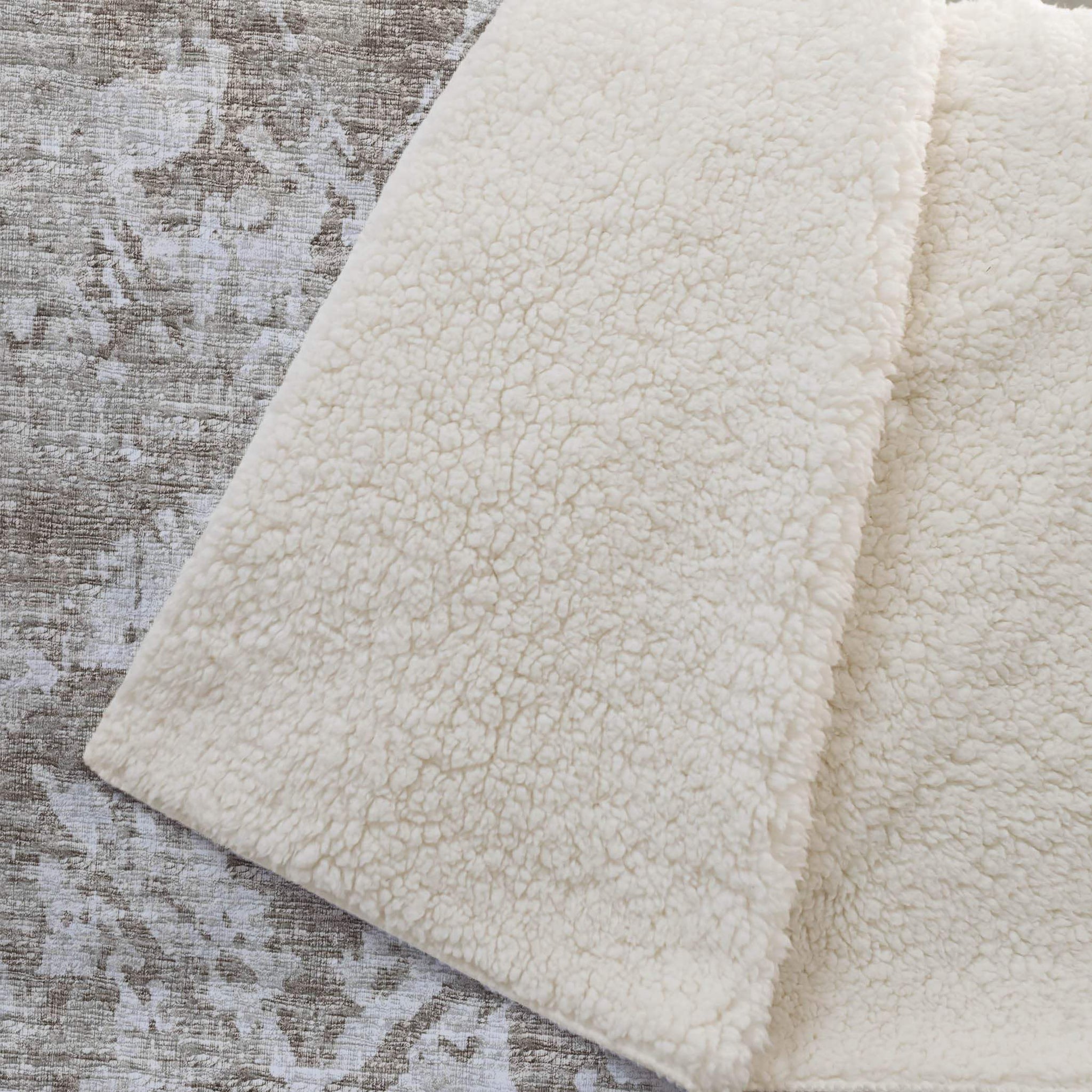 50" X 70" Taupe And Beige Damask Polyester Woven Plush Throw Blanket - HomeRoots - Flyclothing LLC
