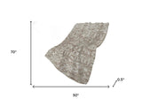 50" X 70" Taupe And Beige Damask Polyester Woven Plush Throw Blanket - HomeRoots - Flyclothing LLC