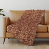 50" X 70" Burgundy And Brown Damask Polyester Woven Plush Throw Blanket - HomeRoots - Flyclothing LLC