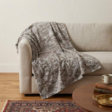 50" X 70" Brown And Beige Damask Polyester Woven Plush Throw Blanket - HomeRoots - Flyclothing LLC
